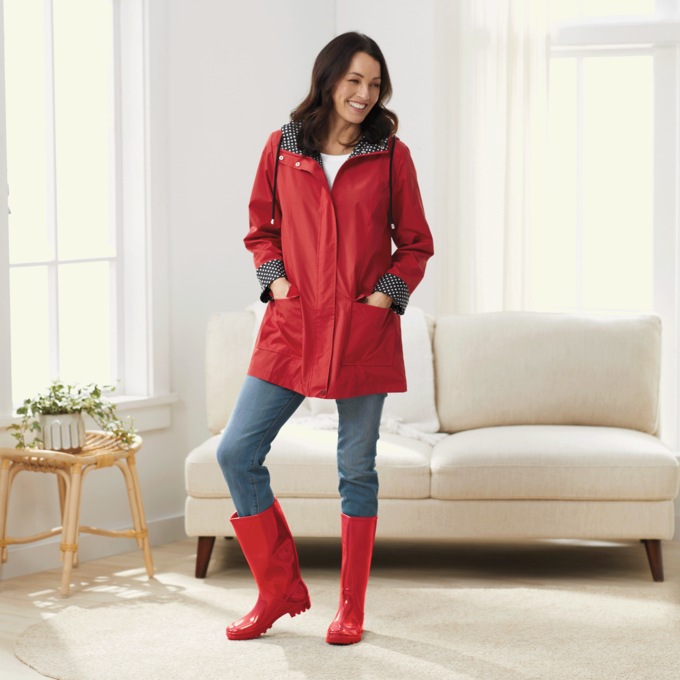 Lightweight Spring Coat, Red Dot, large