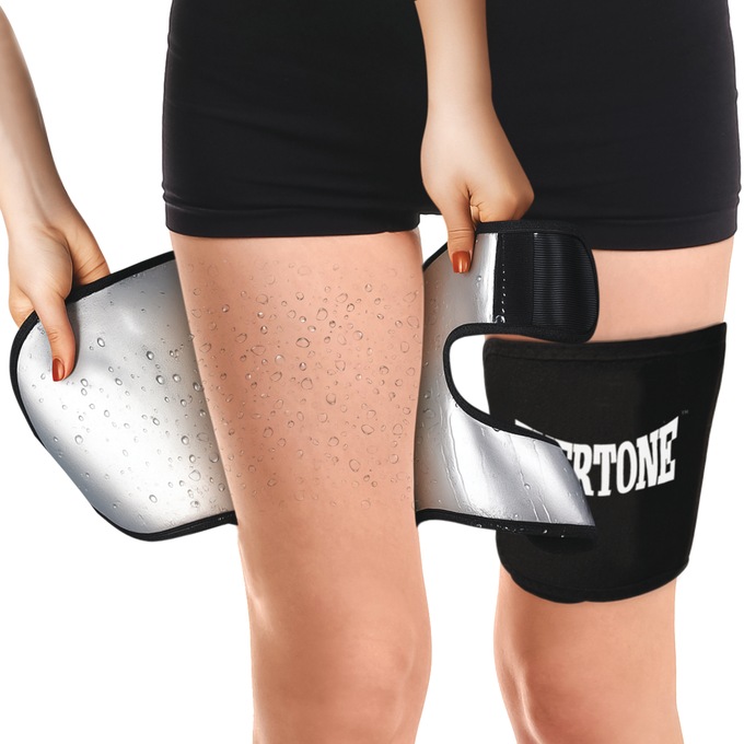 Set of 2 Evertone ThermoSlim Thigh Wraps, Black, large