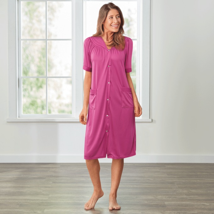 Polyester Snap-Front Duster, , large