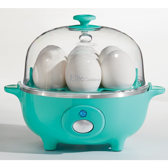 Elite Gourmet 7-Egg Cooker with Timer, Turquoise, large