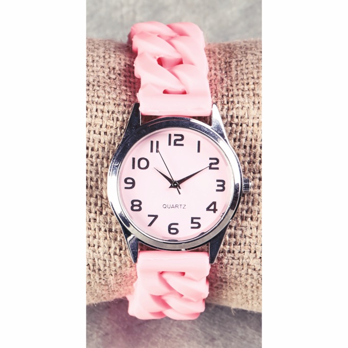 Stretchable Watch, Pink, large