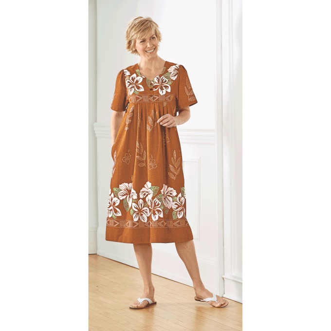 Border Print Patio Dress, , large