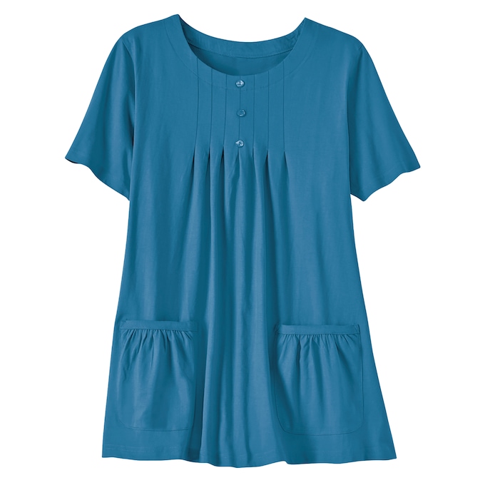 Women's Cotton Knit Tunic with Patch Pockets, , large