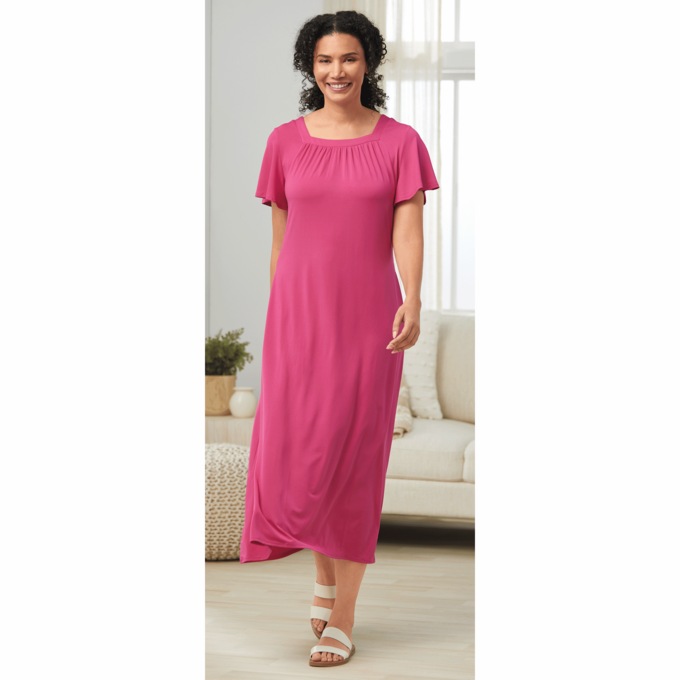 Square-Neck Maxi Dress, , large