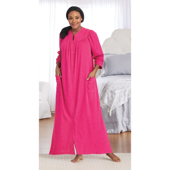 Snap-Front Long Terry Robe, Bright Orchid, large