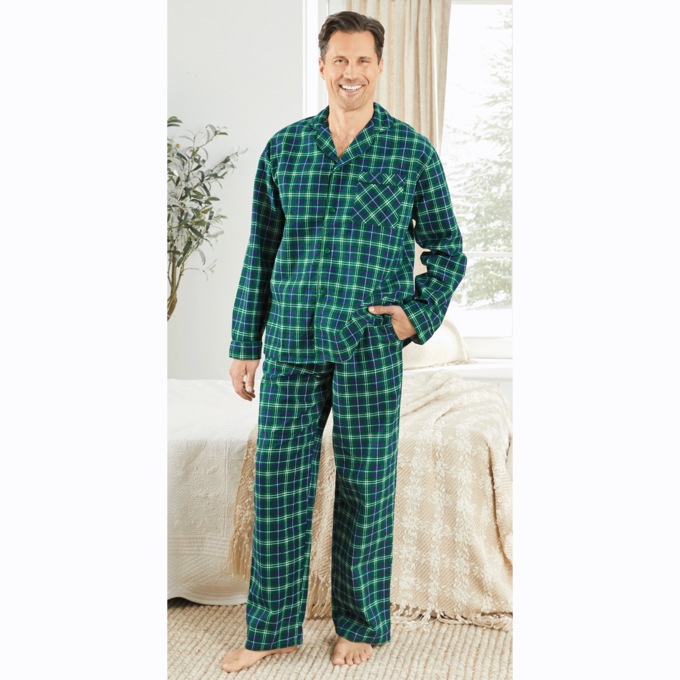 Men's 100% Cotton Flannel PJ Set, , large