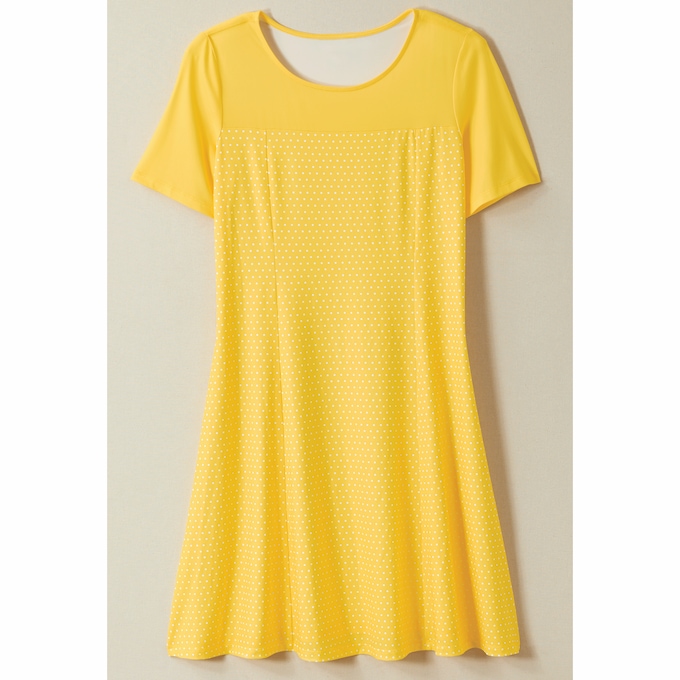 Polka Dot Fit & Flare Dress, , large
