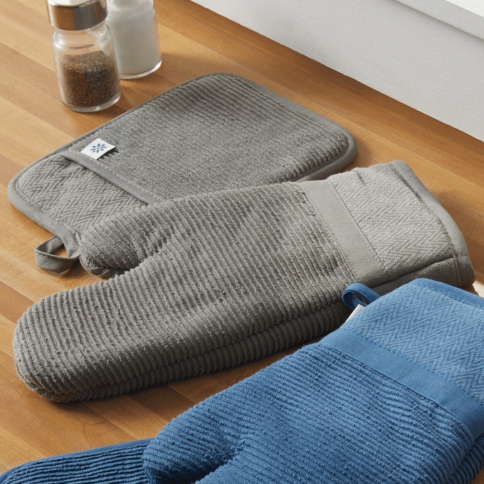 Tatum Potholder and Oven Mitt Set , Ash Gray, large