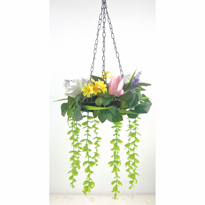 Solar Hanging Flower Arrangement, , large
