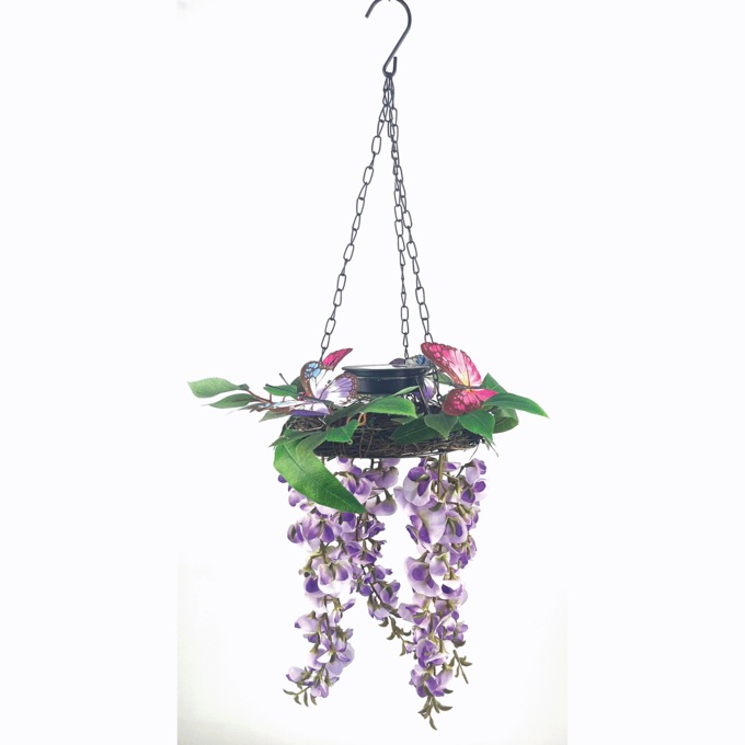 Solar Hanging Flower Arrangement, , large