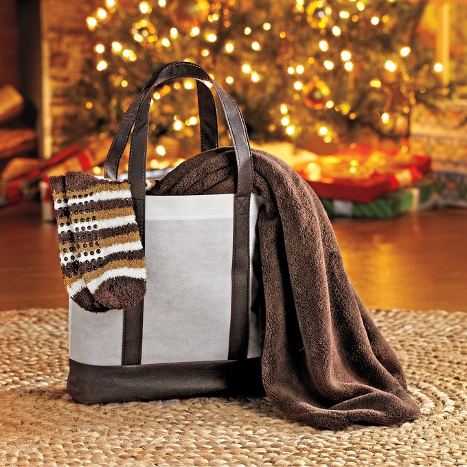 Tote, Throw & Sock Set, , large