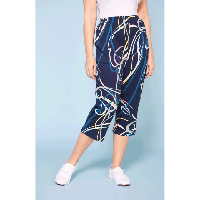 Knit Capri - Print, Swirl Print, large