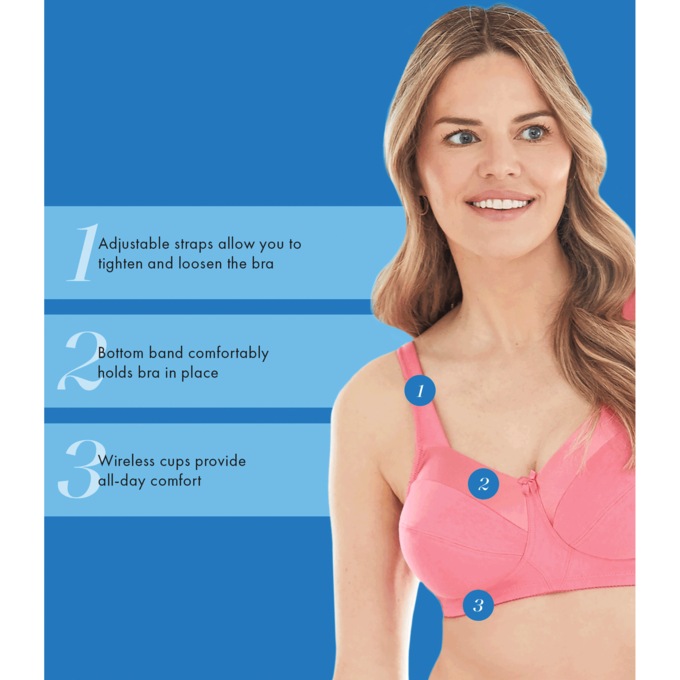 Bestform® Wireless Cotton Bra, Pink, large