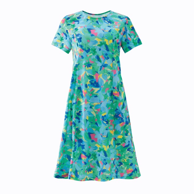 Short-Sleeve Brushstroke Dress, , large