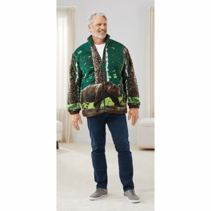 Men's Animal Fleece Jacket, , large