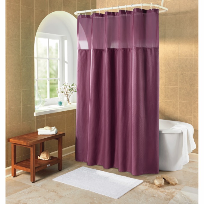 Serene Snap Shower Curtain, Plum, large