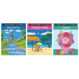 Set of 3 Large-Print Coloring Books, , large