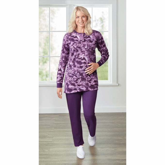 2-Piece Men's Fleece Henley Pant Set, , large