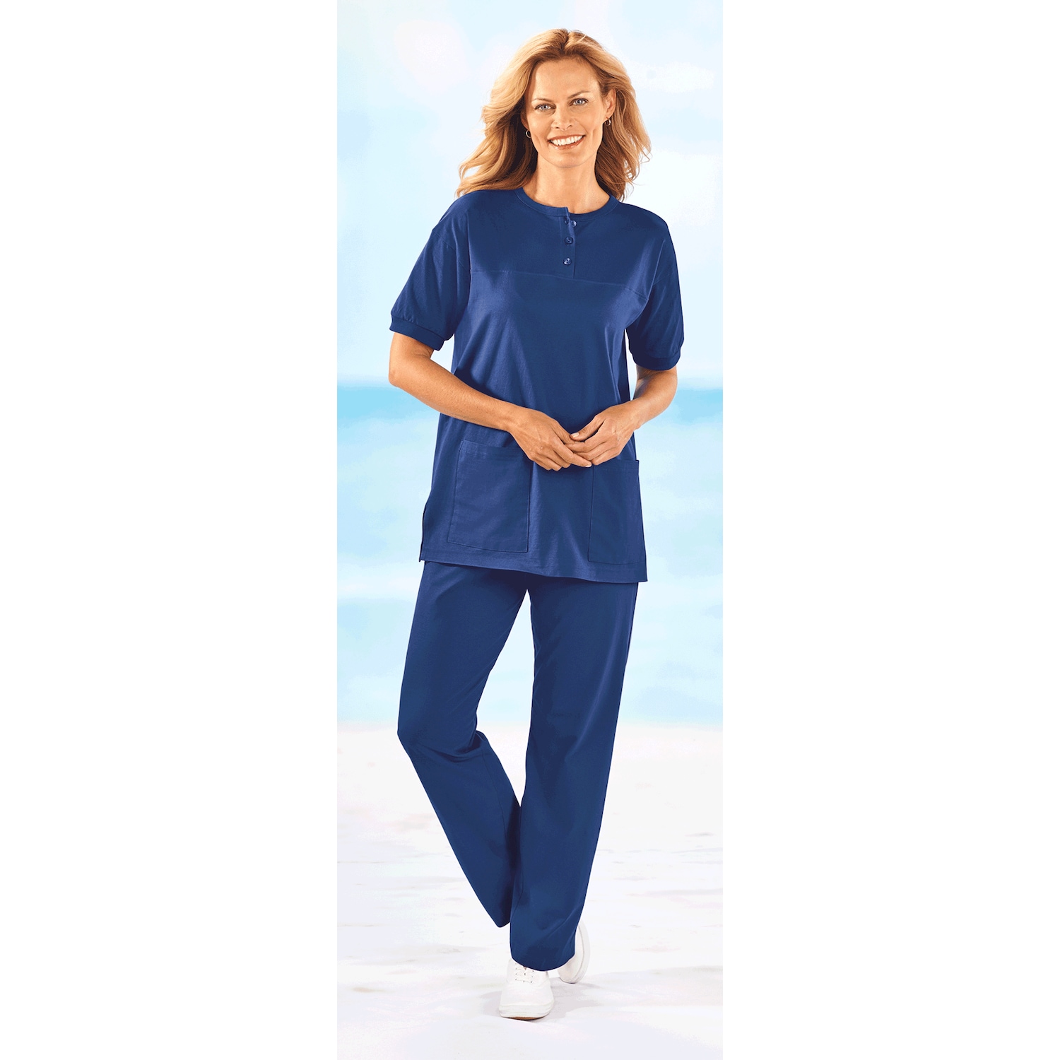 ShortSleeve Henley Pant Set Harriet Carter