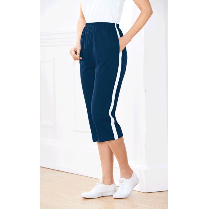 Contrast Stripe Capris, , large