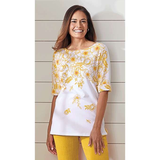 Roll Sleeve Top, Yellow Gold, large