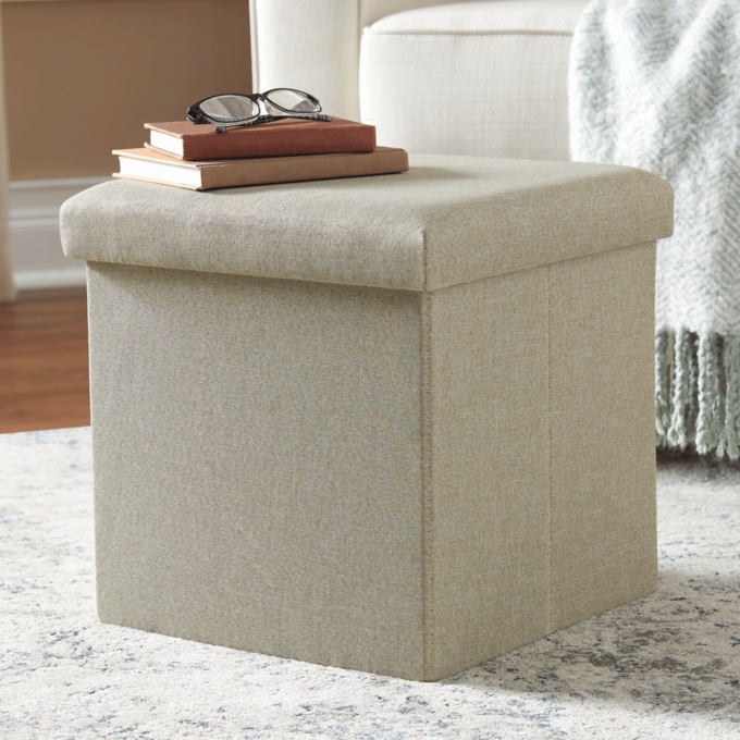 Folding Storage Ottoman, , large
