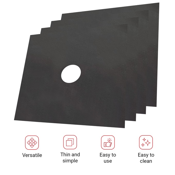 Set of 4 Gas Range Protectors, Black, large