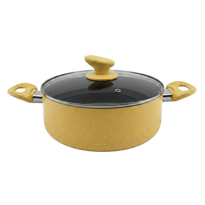 Chef Tested 11-Piece Granite Ceramic Nonstick Cookware Set, Yellow, large