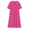 Short-Sleeve Snap-Front Duster with Pockets, , large
