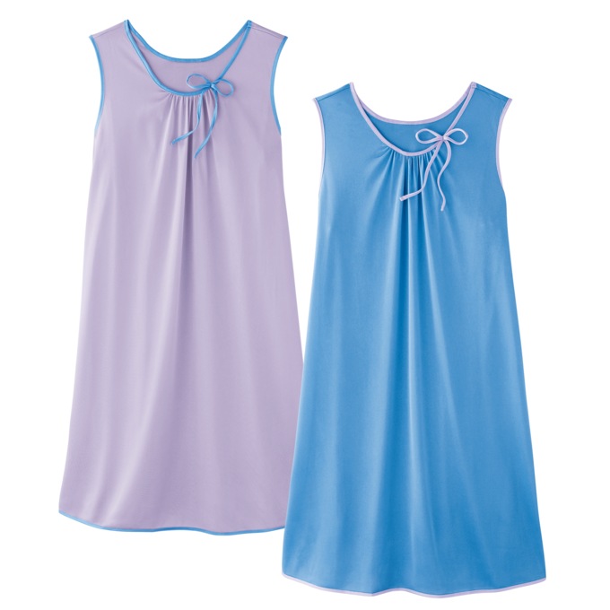 2-Pack Sleeveless Tricot Nightgowns, , large