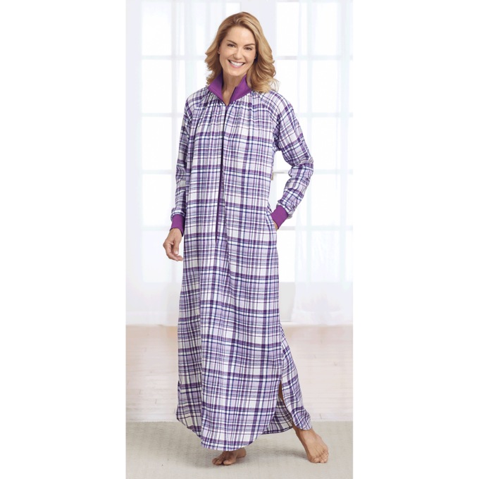 Flannel Zip-Front Lounger, Concord, large
