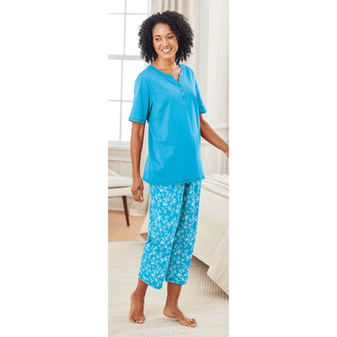 Printed Capri Pajama Set, , large