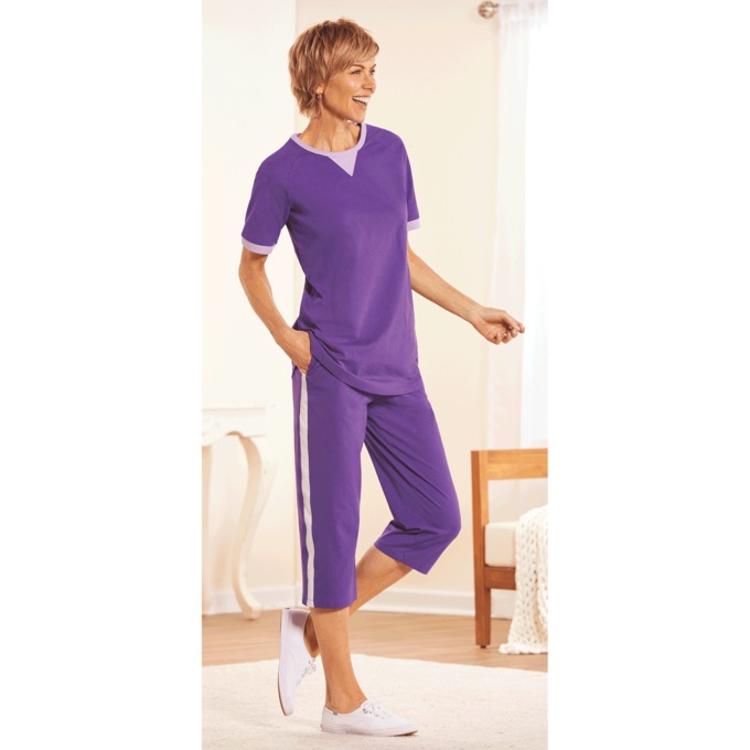 Contrast Stripe Capris, , large