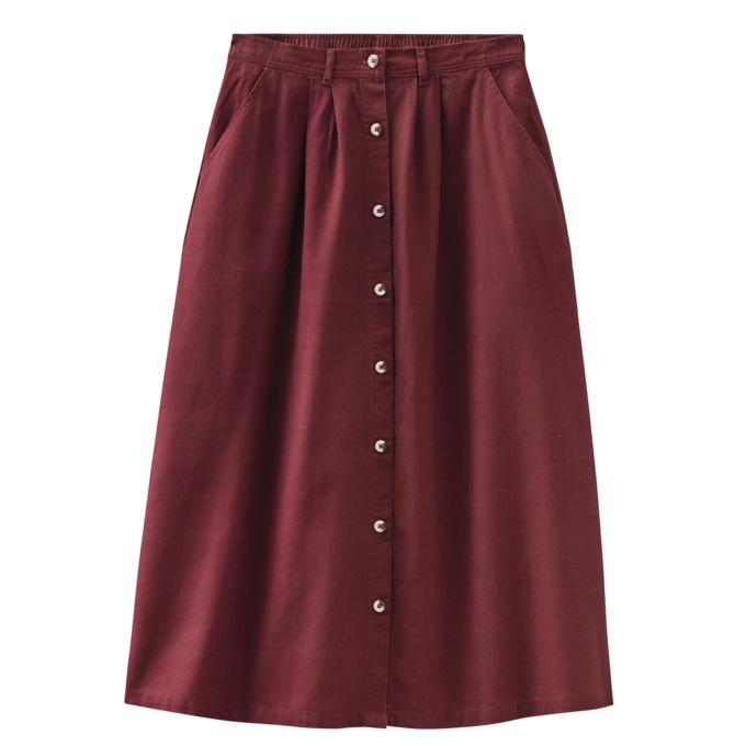 Button-Front Denim Skirt, , large