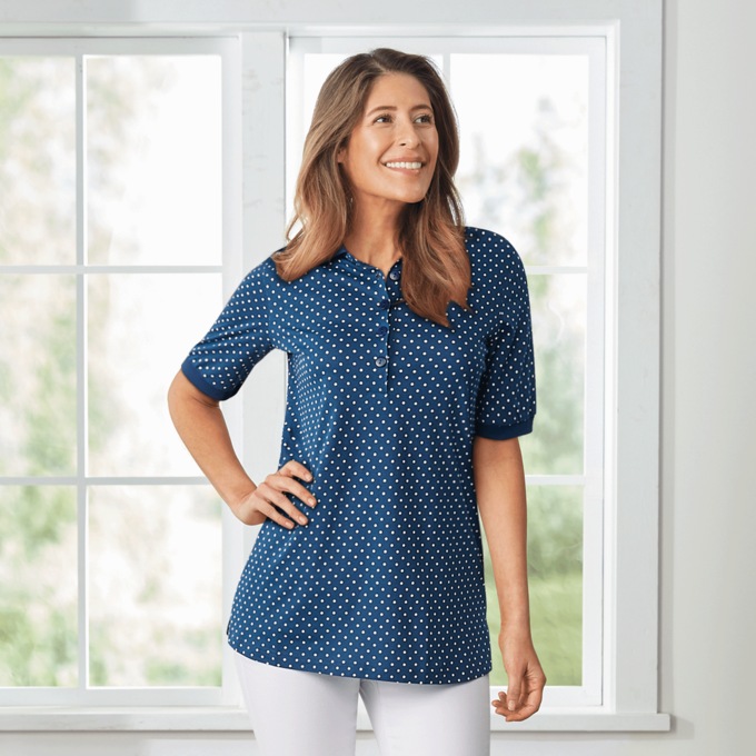 Knit Polo Top, , large