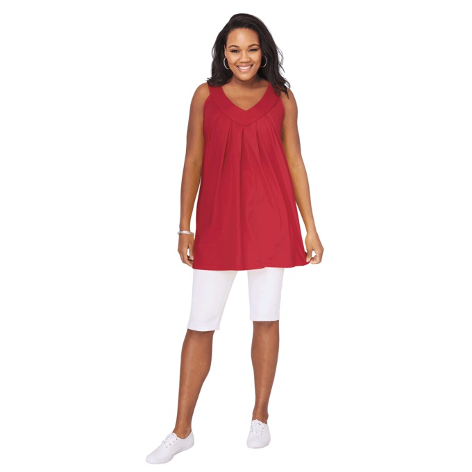 V-Neck Tunic Tank - Solid, , large