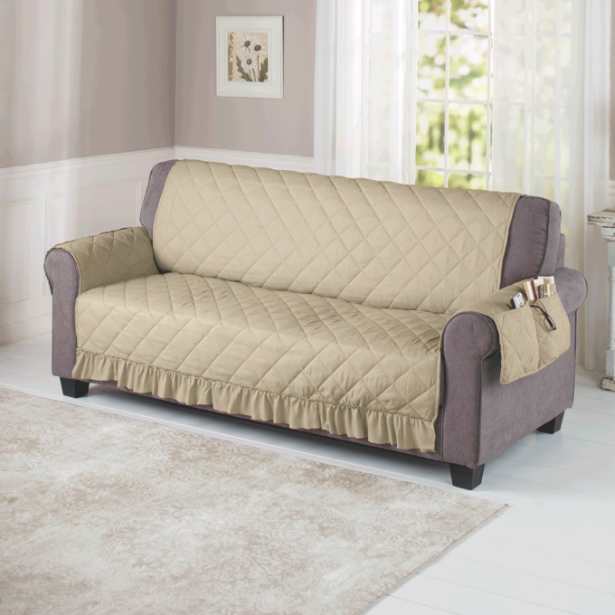 Ruffled Furniture Cover, Natural, large
