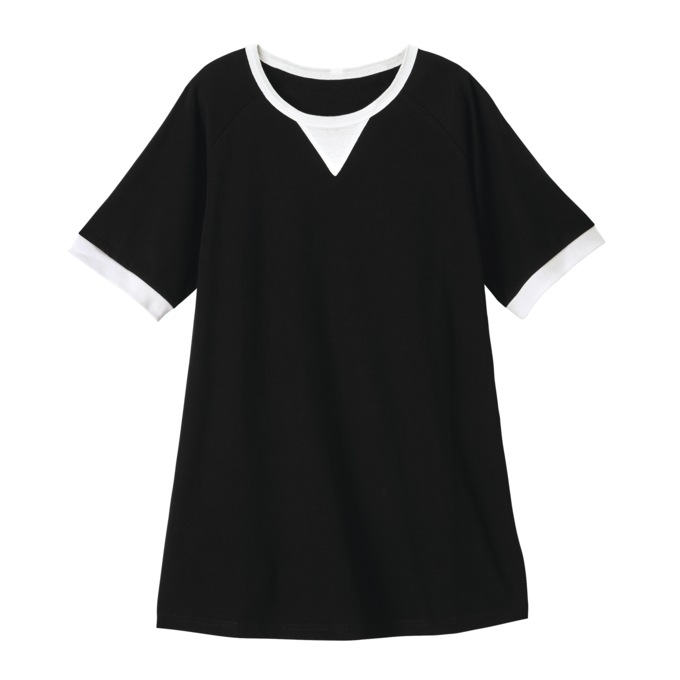 Contrast Trim Top, Black White, large