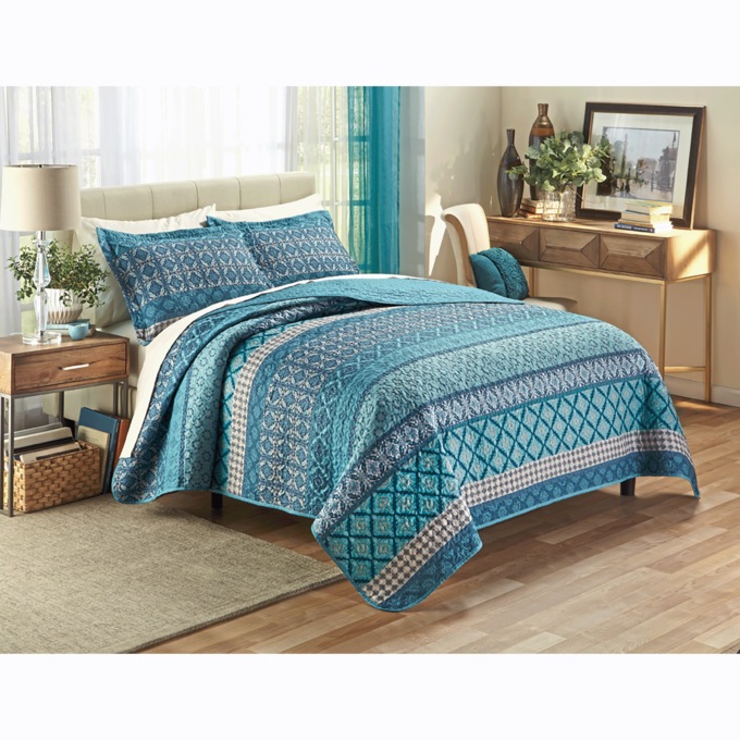 Jewel Quilt, Teal, large