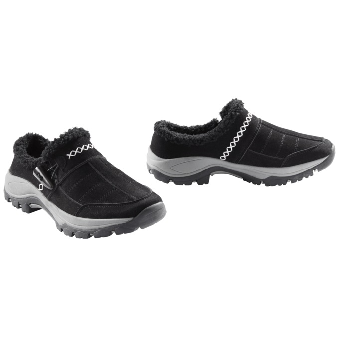 Women's Fleece-Lined Sneaker, Black, large