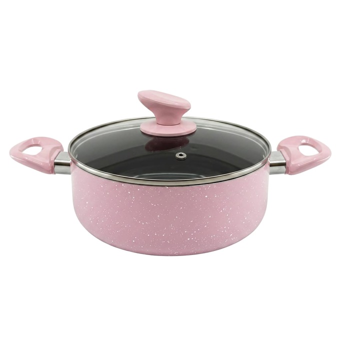 Chef Tested 11-Piece Granite Ceramic Nonstick Cookware Set, Pink, large