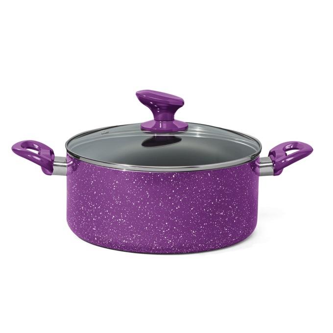 13-Piece Granite Aluminum Cookware Set, Purple, large
