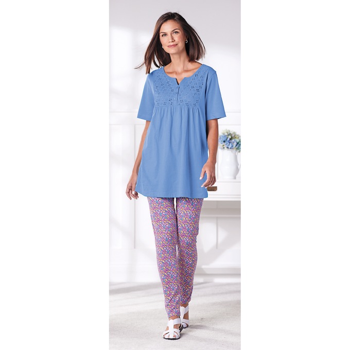 Eyelet Yoke Tunic, Cornflower Blue, large